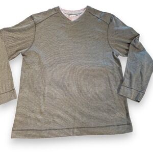 Method Mens Long Sleeve‎ V-Neck Striped Shirt Charcoal Gray Size Medium RN63925